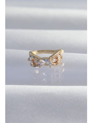 Kocadal Mht Pirinç Gold Renk Zirkon Taş Kaplama Earcuff Küpe Mht