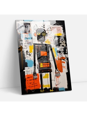 Popcasso Basquiat Temalı Temperli Cam Tablo - Modern Sanat Dokunuşu