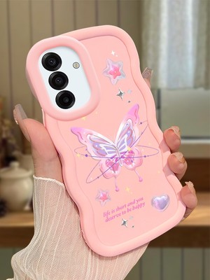 HONTINGA Samsung Galaxy A17 Uyumlu Kılıfı Düşüme Önleyici Basitlik Anti Düşme Darbeye Dayanıklı Basit Pembe Yumuşak Silikon Telefon Kılıfı Kelebek Desen K9-0071