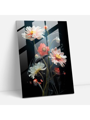 Popcasso Canlı Kanayan Papatyalar Temperli Cam Tablo - Büyüleyici Çiçekler Teması