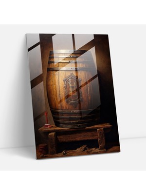 Popcasso Bira Fıçısı Cam Duvar Tablosu - Dekoratif Duvar Süsü