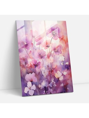 Popcasso Kanayan Çiçekler Temperli Cam Tablo - Su Rengi ile Zarif Duvar Dekoru