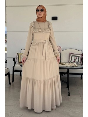 Rabia Şamlı Bade Elbise Bej