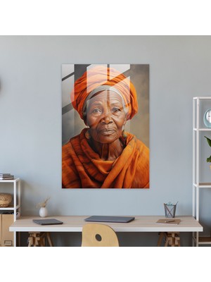 Popcasso Afro Temalı Temperli Cam Tablo - Bilgelik Simgesi ile Modern Dekorasyon