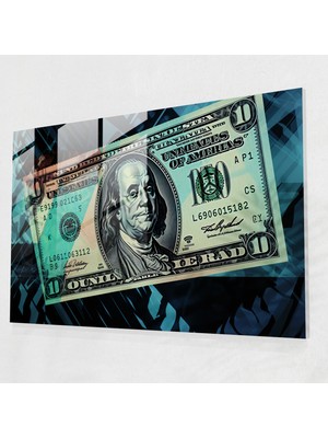 Popcasso Amerikan Doları Temalı Cam Duvar Tablosu - Amerikan Express Odak Noktası Açılar