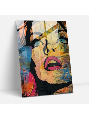 Popcasso Retro Çizgi Roman Temalı Cam Tablo - Andy Warhol Tarzında Tasarım - Dekoratif Görsel Unsur
