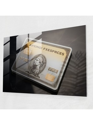 Popcasso Şık American Express Kart Temperli Cam Tablo - Modern Sanat Duvar Dekorasyonu
