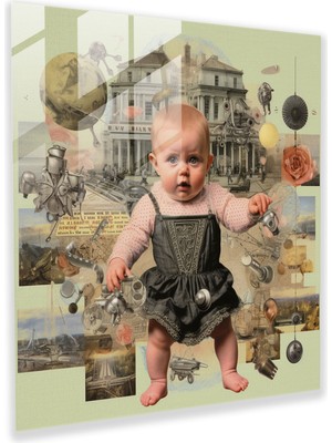 Popcasso Yaratılış Hikayesi Vintage Cam Tablo - Modern Sanat Görselleri