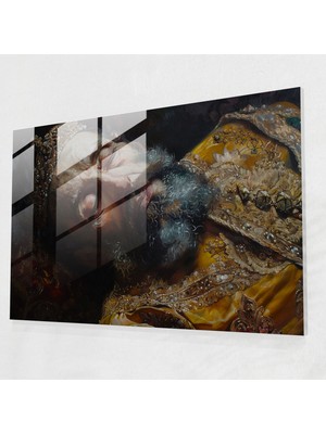 Popcasso Barok Tarzı Cam Tablo - Modern Sanat Teması ile Ev Dekorasyonu Için Şık Duvar Tasarımı