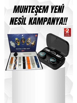 Calperia Ucuz Kaliteli Yeni Nesil 7 Kordonlu Akıllı Saat ve Kablosuz Bluetooth Kulaklık Anc Özelliği