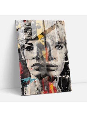 Popcasso Ünlü Portre Kolajı Temperli Cam Tablo - Andy Warhol Tarzında Modern Duvar Dekorlama Elemanı