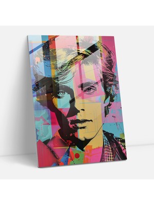 Popcasso Temperli Cam Tablo Andy Warhol Kolajı Modern Sanat Pop Sanatı