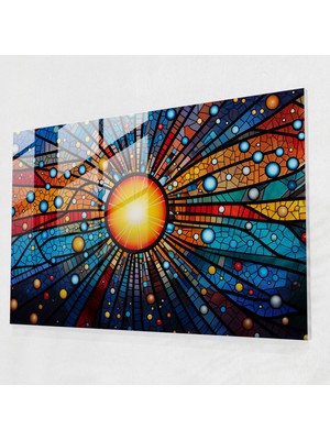 Popcasso Aborijinal Nokta Temperli Cam Tablo Modern Sanat Kaleidoskop Tasarımı