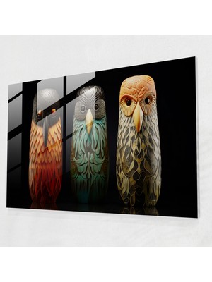 Popcasso Ince Işlemeli Totem Heykel Cam Tablo - Yerli Cam Sanatı Modern Sanat