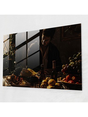 Popcasso Caravaggio Tarzı Temperli Cam Tablo - Modern Sanat ile Duvar Dekorasyonu