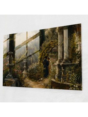 Popcasso Romantik Bahçe Temalı Temperli Cam Tablo - Barok Stil Görünüm