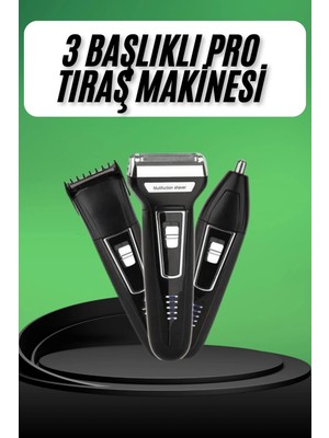 Calperia Tıraş Makinesi 3 Başlıklı T Başlıklı Hassas Ciltlere Özel Saç Sakal Vücut Kulak ve Burun