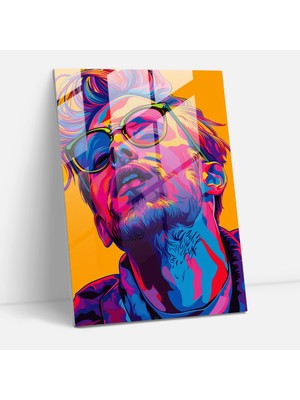Popcasso Andy Warhol Temalı Cam Tablo - Pop Art Stiline Uygun Dekoratif Cam Tablo