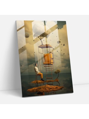 Popcasso Gerçeküstü Rüyalar Cam Tablo - Beklenmedik Karşıtlıklar Temalı Basquiat Duvar Tablosu