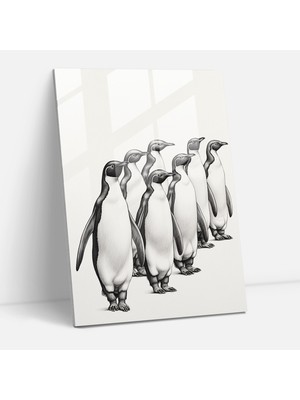 Popcasso Penguen Geçidi Cam Tablo - Hayvanlar Modern Giysiler Içinde Soyut Sanat Duvar Dekorasyonu