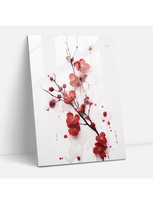 Popcasso Kanayan Çiçekler Temperli Cam Tablo - Modern Sanat Sadelik ve Minimalist Fotoğrafçılık ile Beyaz Arka Fon