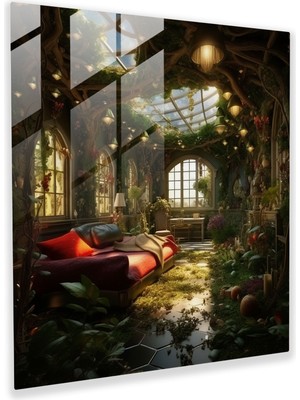 Popcasso Büyüleyici Leopar Temalı Ev Dekorasyonu - Leopar Vahşi Manzara Cam Tablo