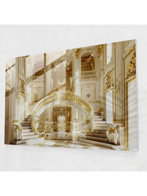 Popcasso Klasik Tarz Barok Mimarlık Cam Duvar Tablosu - Klasik Sanat ile Dekoratif Görsel Öge