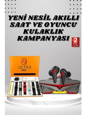 Calperia 7 Kordonlu Akıllı Saat ve Oyuncu Kulaklığı Bluetooth Bağlantılı Android ve Ios Uyumlu