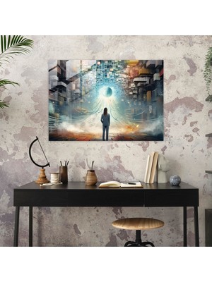 Popcasso Blockchain Temalı Cam Tablo - Modern Sanat ile Duvar Dekorasyonu