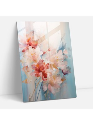 Popcasso Izlenimci Kanayan Çiçekler Temperli Cam Tablo Sanatı - Kanayan Çiçekler Cam Tablo Duvar Dekorasyonu