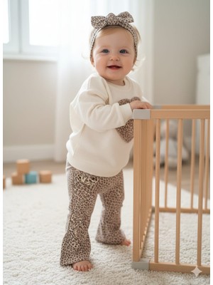 Ciciben Laura Baby Kız Bebek Çocuk Leopar Desenli Bandanalı Alt Üst Takım