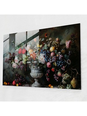 Popcasso Barok Tarzı Cam Tablo Ev Dekorasyonu - Dekoratif Cam Duvar Tablosu