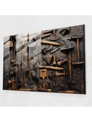 Popcasso Antik Savaş Çekici Temperli Cam Tablo - Antik Silahlar Temalı Modern Sanat Dekorasyonu