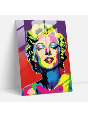 Popcasso Marilyn Monroe Pop Art Temperli Cam Tablo Canlı Renklerle