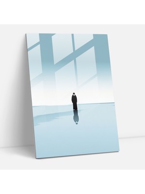 Popcasso Hayvanlar Insan Kıyafetleriyle Giyinmiş Temperli Cam Tablo - Donmuş Göl Minimalist Tasarım