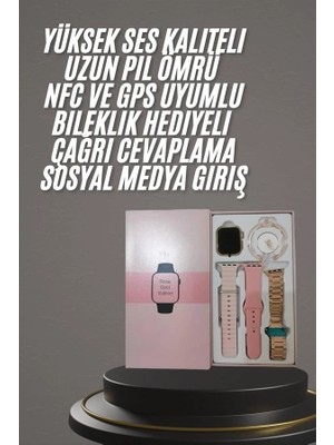 Calperia Yeni Nesil Kadın Akıllı Saat Rose Gold Android ve Ios Uyumlu