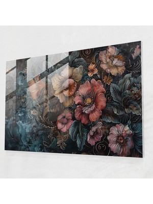 Popcasso Barok Tarzı Resim Ev Dekorasyonu - Barok Cam Duvar Tablosu Modern Sanat Cam Tablo