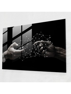 Popcasso Blockchain Temalı Cam Duvar Tablosu - Duvar Dekorasyonu