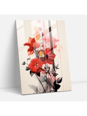 Popcasso Akan Çiçekler Modern Sanat Cam Tablo