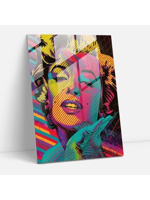 Popcasso Marilyn Monroe Temalı Cam Tablo - Modern Sanat Eseri