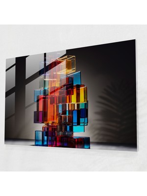 Popcasso Modern Sanat Cam Tablo - Blockchain Temalı Sürekli Gelişen Tasarım