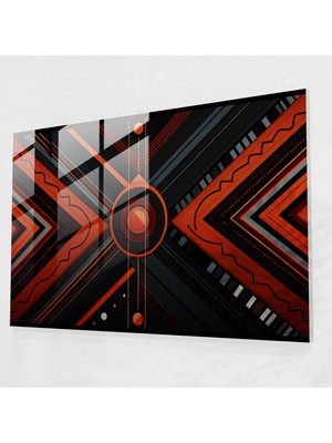 Popcasso Aborijinal Geometrik Temperli Cam Tablo - Kabile Desenleri ile Minimalist Tarz Ev Dekoru