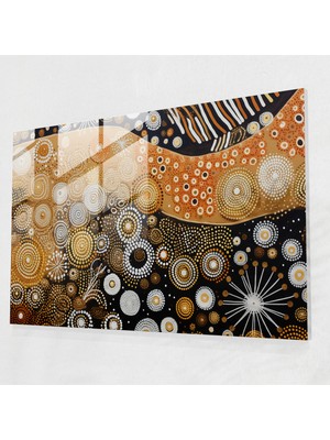 Popcasso Aborjin Soyut Cam Tablo Sanatı: Doğanın Dokuması - Temperli Cam Tablo