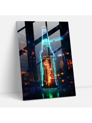 Popcasso Bira Gelecekçi Dijital Sanat Cam Duvar Tablosu - Baskılı Heykel Temalı Cam Tablo