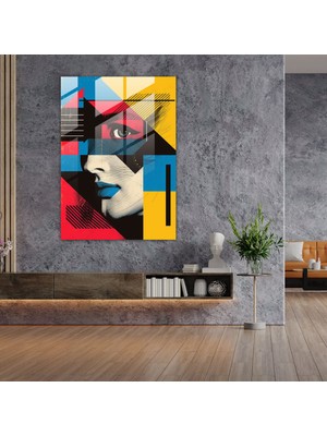 Popcasso Geometrik Desen Cam Tablosu - Andy Warhol Temalı Duvar Dekorasyonu