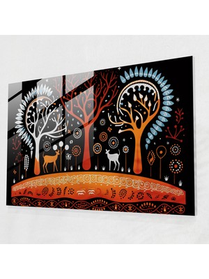 Popcasso Avustralya Yerli Kültüründen Ilham Alan Cam Duvar Tablosu - Aborjin Atalar Ruhları Deseni