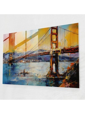 Popcasso Boğaziçi Köprüsü Cam Tablo Sanatı Canlı Renklerle Dekoratif Duvar Tablosu