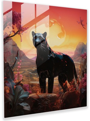 Popcasso Sürreal Panther Cam Tablo Siyah Panter Teması ile Modern Dekorasyon Için Ideal Seçim