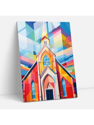 Popcasso Canlı Kilise'nin Pop Sanat Illüstrasyonu ile Cam Duvar Tablosu