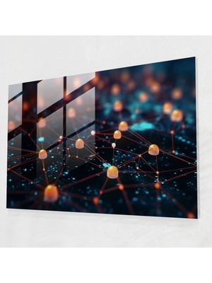 Popcasso Güvenli Blockchain Temalı Cam Duvar Tablosu - Ev Dekorasyonu Için Özel Tasarım